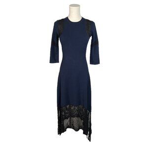 Bailey 44 Knit Sweater Navy & Black Mesh Panel Crew Neck Beckett Dress Sz XS